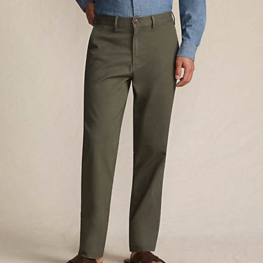 Lands' End Mens Olive Green Chinos 36 Traditional Fit Cotton Pants